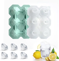 Treillis de glace en silicone avec entonnoir Modèle 6 compartiments Moule à treillis de glace en diamant Moules à glaçons pour cocktail de whisky
