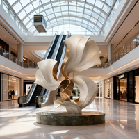 Sculpture d'anneau de jardin personnalisée en acier inoxydable de haute qualité, finition miroir polie, moderne et élégante, grande taille, sur mesure
