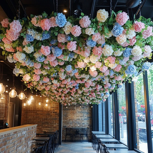 M101Artificial <span class=keywords><strong>Sakura</strong></span> flor simulación techo decoración planta ornamento verde planta techo suspendido para tienda Bar <span class=keywords><strong>restaurante</strong></span> - Product Image 2