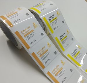 Maßgeschneiderter Starkhaftender Drahtkleber Dreifarbiger Farbverlauf Druck Leichte Beschichtung Injektionsstift Rollenetikett Aufkleber - Product Image 1