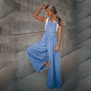 Stylish Sleeveless <strong>Women</strong> <strong>s</strong> Denim <strong>Dungarees</strong> Trendy Crossborder Shoulder Pants for Foreign Trade - Product Image 1