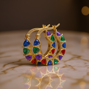 Spilla Nili Banica placcata oro 22k con incastonatura a castone e cristalli misti, design geometrico, gioiello di lusso da donna per feste - Product Image 2