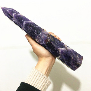 Commercio all'ingrosso Naturale Lucido di Grandi Dimensioni Viola Chevron Punto di Guarigione Cristalli Pietre Viola Ametista Torri Per La Decorazione - Product Image 3