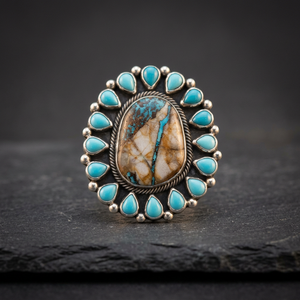 Hottest Oyster Turquoise Natural Gemstone Rhodium Plated 925 Solid Sterling <b>Silver</b> Wedding & Party <b>Statement</b> <b>Ring</b> - Product Image 3
