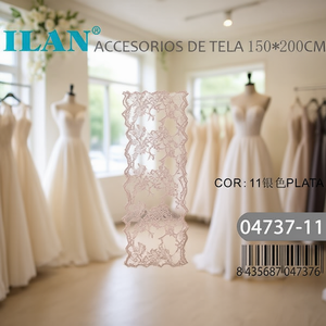 Tela de encaje Ilan 150x200cm color plata para accesorios de vestido de novia - Product Image 3
