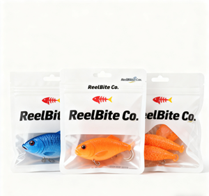 Sacs d'emballage pour vers de pêche, pochettes personnalisées imprimées avec fermeture éclair pour leurres souples en plastique - Product Image 1