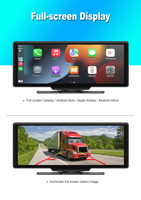 Écran portable sans fil CarPlay de 10,26 pouces, Android Auto, navigation GPS, AUX, FM, moniteur pour smartphone, caméra de recul