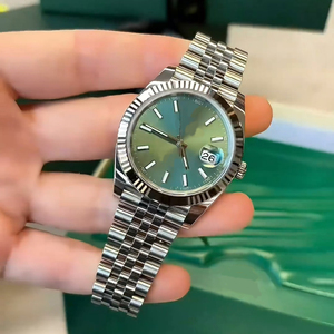 Đồng hồ đeo tay bằng thép không gỉ màu bạc Đồng hồ đeo tay nam có ngày tự động có viền có rãnh Bộ máy ETA3235 - Product Image 3