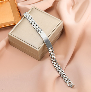 Correa <span class=keywords><strong>de</strong></span> reloj <span class=keywords><strong>de</strong></span> acero inoxidable ancha <span class=keywords><strong>de</strong></span> lujo para hombre SongYi Velle, <span class=keywords><strong>relojes</strong></span> <span class=keywords><strong>de</strong></span> identificación <span class=keywords><strong>de</strong></span> moda con diseño <span class=keywords><strong>de</strong></span> cadena y peso pronunciado - Product Image 4