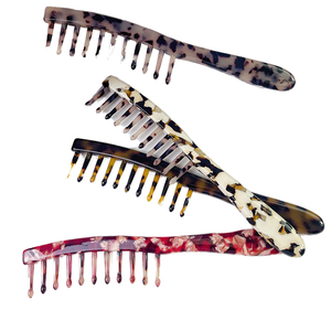 Wholesale BIZE HCB016 Cellulose Acetate <b>Hair</b> Combs Women Long Handle Wide Tooth Massage Thicken <b>Curls</b> Fashionable Daily Use - Product Image 1