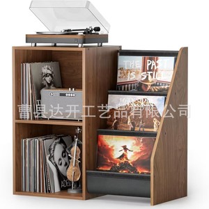 Wooden Vinyl <b>Record</b> Rack 4 Layers Floor <b>Standing</b> Storage Cabinet For Albums And CDs - Product Image 5