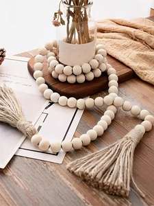 Ciondolo <span class=keywords><strong>in</strong></span> <span class=keywords><strong>Legno</strong></span> Colorato con Nappa e Corda per Decorazione <span class=keywords><strong>di</strong></span> <span class=keywords><strong>Tende</strong></span> e Anelli, Prodotto Artigianale <span class=keywords><strong>in</strong></span> Perle <span class=keywords><strong>di</strong></span> <span class=keywords><strong>Legno</strong></span> - Product Image 2