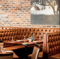 Vente d'usine : Mobilier de restaurant de luxe, banquette en forme de U, banquette en cuir et bois sur mesure pour bar et restaurant