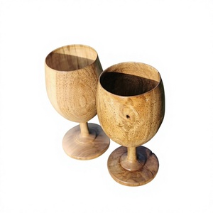 AZ ENTERPRISES Verres à vin en bois faits à la main, écologiques, modèle AZE-WG035, lot de 2, capacité 250 ml, design moderne, pour cocktails et fêtes - Product Image 5