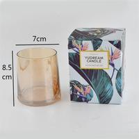 Leere Glas Aroma therapie Soja Kerzen gläser mit Holzdeckeln und Geschenk boxen im Großhandel Champagner-farbigen Luxus verziert
