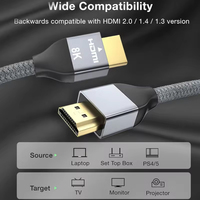 Câble HDMI ULT-unite 3m 8K 60HZ 2.1 plaqué or pour moniteur, prend en charge la 3D, 48 Gbps haute vitesse