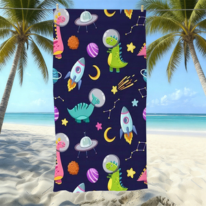 Serviette <span class=keywords><strong>de</strong></span> plage carrée pour garçons, imprimé dinosaure, en microfibre douce et légère, écologique, motif dessin animé, pour la natation - Product Image 2