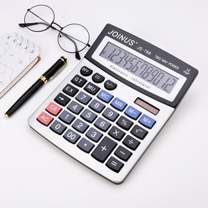 Calculatrice de bureau solaire Joinus Js766 à 12 chiffres, double alimentation, couleur argent, calculatrice à usage général - Product Image 1