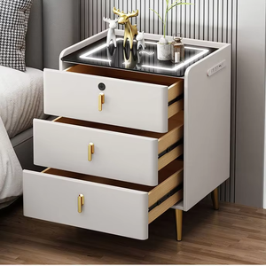 Bàn cạnh giường ngủ thông minh ba ngăn kiểu Ý hiện đại, đơn giản, chất lượng cao với cổng sạc USB - Product Image 1