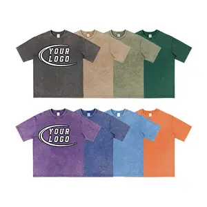 Men's DTG Prining Graphic Tees 100% Cotton Plus Size Mens Clothing Acid Wash Custom Oversized Acid Wash Hip Hop T Shirt