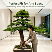 Pierre de pin artificielle majestueuse de 150 cm, fausse Pinus Thunbergii, avec base carrée, pour la décoration de hall d'hôtel de luxe et de villa.