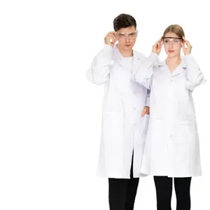 Высококачественный лабораторный антистатический устойчивый к кислотам и щелочам Антибактериальный эластичный белый халат для студентов колледжа лабораторный белый халат - Product Image 2