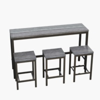 Ensemble de table à manger moderne 4 pièces à hauteur de comptoir avec 3 tabourets, table d'appoint et repose-pieds, table de cuisine de pub extra longue