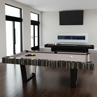 Table de billard 8 boules de haute qualité, personnalisable, avec pieds en bois de frêne importé des États-Unis, poches en cuir, tailles variées, plateau en ardoise et acier inoxydable