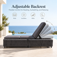 Chaise longue en rotin de haute qualité avec dossier réglable, coussin épais, plusieurs options de couleurs