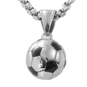 yunnique <b>Titanium</b> Steel Soccer Ball Pendant Themed Geometric Necklace Everyday Wear Retro Style Men Women 120228 - Product Image 1