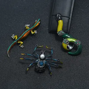 Brosche Pin Sparkling Crystal Spider Eidechse Schlange Tier Brosche Pin für Männer Neujahr Schmuck Geschenk Corsage Pin für Geburtstag Teil