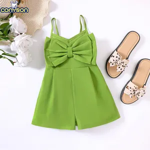 Sleeveless Conyson Hot Sale New Design Summer Ruffles With Big Bow Sleeveless Beautiful 2023 Clothes Baby Girl Suspender Kids Clothing