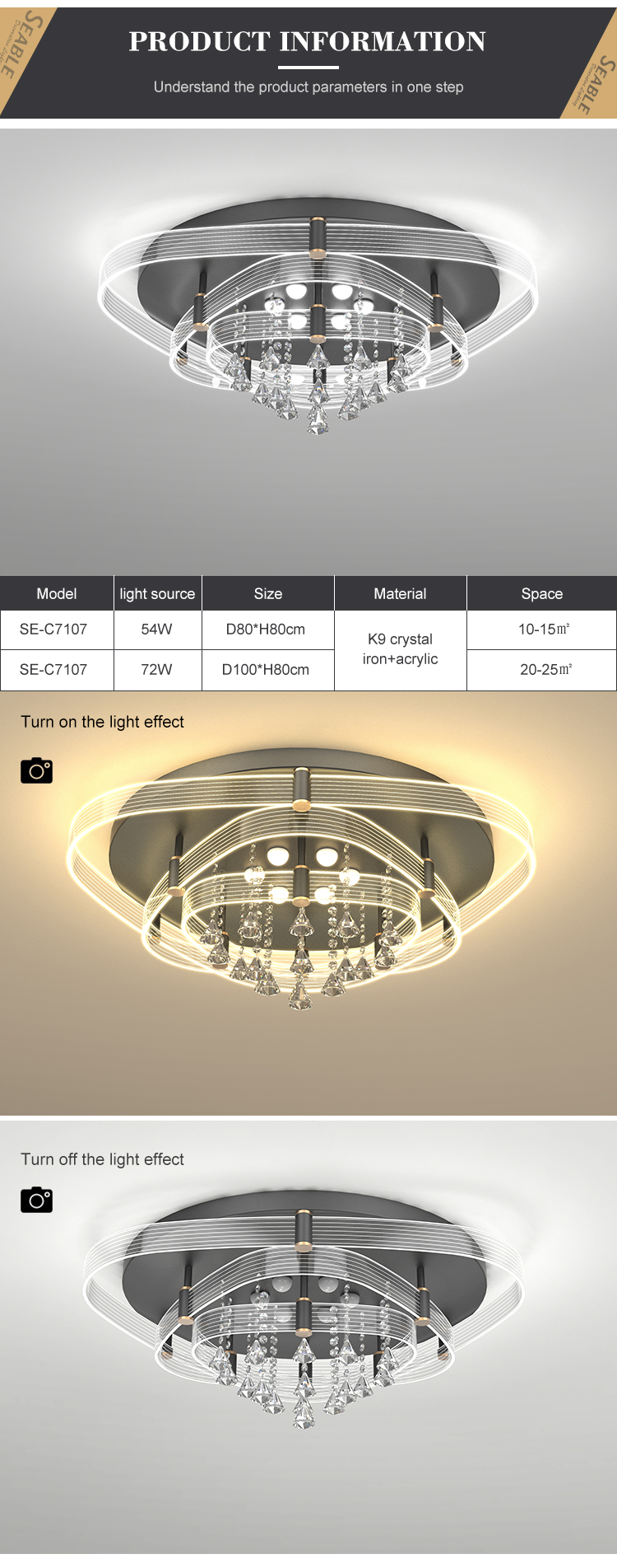 New Product Indoor Decoration Luxury K9 Crystal Bedroom Living Room Modern LED Ceiling Lamp