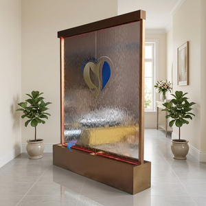 Modern Design Indoor Movable Rain Curtain LED Lights Glass Waterfall Wall Ornament Sea Life Theme Wireless Remote Tempered Glass - Product Image 2