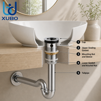 Bonde de lavabo en laiton G 1 1/4 avec bouchon en caoutchouc sans trop-plein rond, drain universel anti-odeur facile à installer