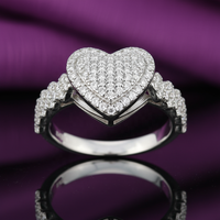 Bague Cœur en Argent Sterling 925 Certifiée GRA Couleur D, Moissanite VVS Scintillante, Sertie de Diamants, pour Femme et Homme, Cadeau d'Anniversaire