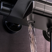 Mitigeur numérique de douche moderne en laiton avec eau froide et eau chaude système noir clé de piano thermostatique ensemble de douche de salle de bain