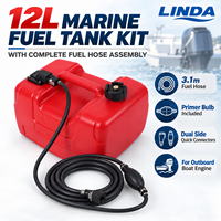 Réservoir de carburant marin externe en PEHD de 12 L avec tuyau de carburant de 3,1 m et 8 mm, pompe d'amorçage et doubles connecteurs rapides pour moteur hors-bord