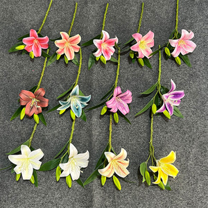 Fleur artificielle en soie Yixuan 3D, mini lys à tête unique, imperméable, pour décoration de mariage et de salon - Product Image 2