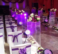 Table de scène de fête de mariage centres de table toile de fond acrylique Transparent route plomb cristal pliant colonne fleur support décorations