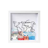 Cadre photo carré en bois de qualité supérieure, fait à la main, écologique, durable, pour les voyages, les aventures, l'archives, la boîte à souvenirs, la collection de cartes postales, de billets