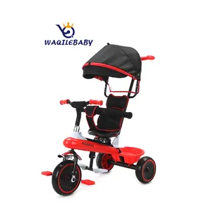 WQL Hochwertiges 3-Rad-Kinder-Trike 4-in-1-Luftreifen 12-Zoll-Räder Baby-Dreirad mit Sonnenschirm