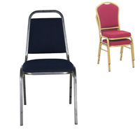 Chaises d'hôtel en alliage d'aluminium de l'usine de Foshan, sièges rembourrés bleus - Design moderne, pieds en acier tubulaire, utilisables en intérieur, housses disponibles