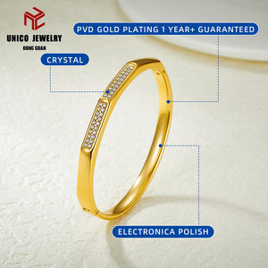 Gelang Baja Anti Karat Lapis Emas 18K dengan Kristal Rhinestone Desain Mewah Ringan untuk Pernikahan & Ulang Tahun - Product Image 5