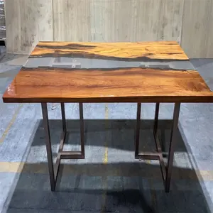 现代工艺品环氧树脂桌，带定制表面图案南美核桃单壳