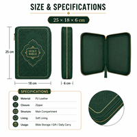 Étui de Bible en cuir PU personnalisé, grande capacité, luxe, protection, fermeture éclair, housse de livre, écologique, durable, sac de Bible