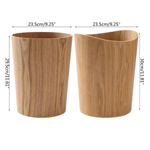 Bamboo Wooden Wastebasket Vintage Retro Wood Garbage Bin Container Farmhouse Style Trash Can for Home Office