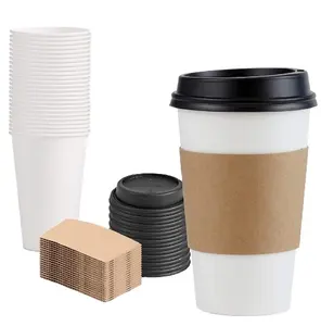 compostable takeway hot biodegradable disposable paper coffee cups with lids