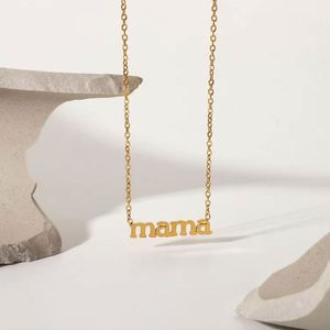 Dainty เครื่องประดับที่กำหนดเองสแตนเลสตัวอักษรแม่เสน่ห์ Choker Mama สร้อยคอชื่อสำหรับของขวัญ - Product Image 4