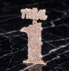 Luxury Custom Vvs Moissanite Letter 3D Vertical Pendant Hot Selling Iced Out Princess Diamond Hip Hop Name Pendant Men Jewelry - Product Image 1